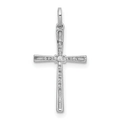 10K Real Solid White Gold 1/10ct. Diamond Cross Pendant, 19x11mm - JewelryAffairs
