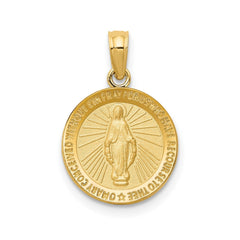 10k Real Solid Yellow Gold Miraculous Mary Charm Pendant, 13mm - JewelryAffairs