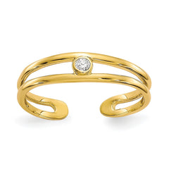 10k Real Yellow Gold CZ Stone Summer Toe Ring - JewelryAffairs