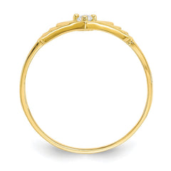 10k Yellow Gold CZ Heart Ring, Size 6 - JewelryAffairs