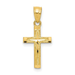 10k Yellow Gold Diamond Cut Cross Pendant, 20mm x 11mm - JewelryAffairs