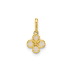 10k Yellow Gold Mother of Pearl Clover Cross Pendant, 7x7mm - JewelryAffairs
