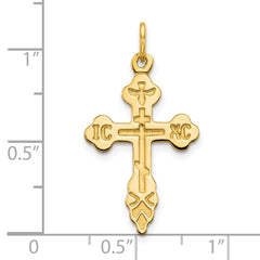 10K Yellow Gold Russian Eastern Orthodox Cross Crucifix Pendant Charm, 30x17mm