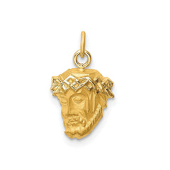 14k Real Yellow Gold Polished and Satin Jesus Medal Charm Pendant, 0.5x0.5