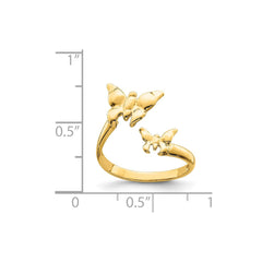 14K Real Yellow Solid Gold Butterfly Summer Toe Ring