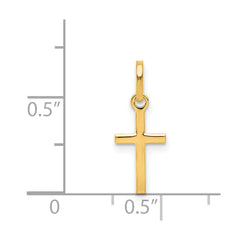 14k Real Yellow Solid Gold Small Cross Charm Pendant, 12x8mm