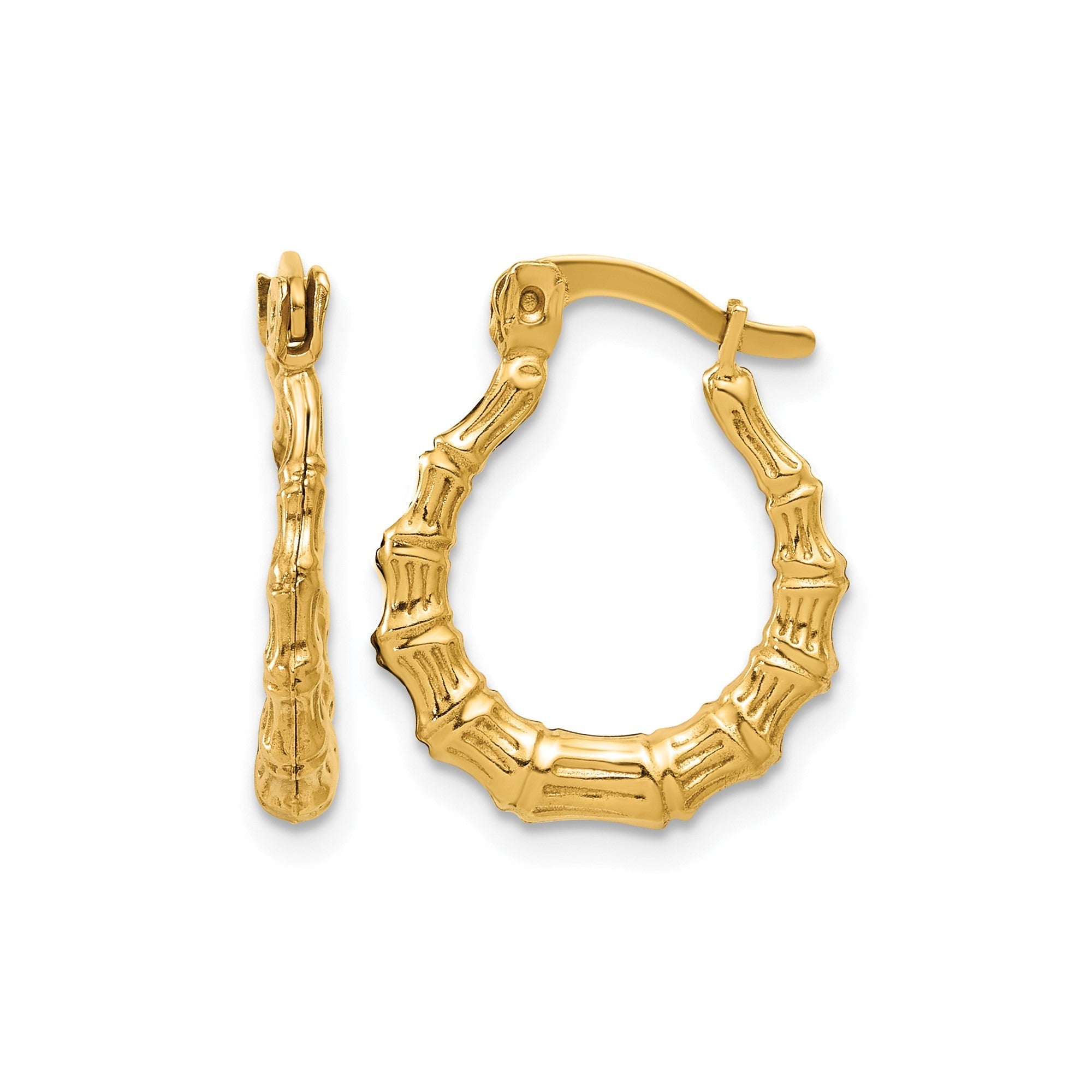 14K Gold Filled Bamboo Design Hoop Earrings,20mm - JewelryAffairs