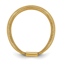 14K Gold High Polished Mesh Stretch Adjustable Band Ring - JewelryAffairs