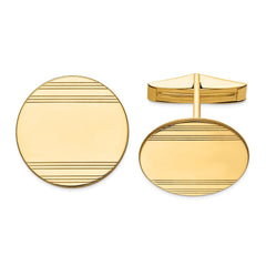 14k Real Gold Men's Circular With Line Design Cuff Links - JewelryAffairs
