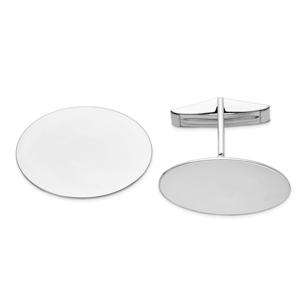 14k Real Gold WG Men's Oval Cuff Links - JewelryAffairs