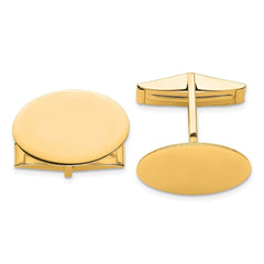 14k Real Gold Yellow Gold Men's Oval Cuff Links - JewelryAffairs