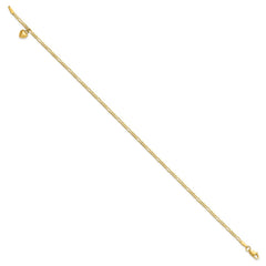 14K Real Solid Gold Figaro Link Chain Anklet with Dangling Heart Charm - JewelryAffairs
