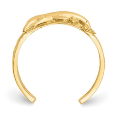 14K Real Solid Yellow Gold Dolphin Toe Ring for Summer - JewelryAffairs