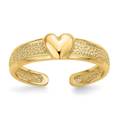 14K Real Solid Yellow Gold Hammered Heart Toe Ring for Summer - JewelryAffairs