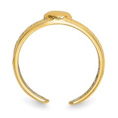 14K Real Solid Yellow Gold Hammered Heart Toe Ring for Summer - JewelryAffairs