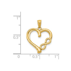 14K Real Solid Yellow Gold Infinity Symbol Heart Pendant Charm - JewelryAffairs