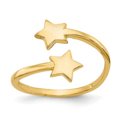 14K Real Solid Yellow Gold Star Design Toe Ring - JewelryAffairs