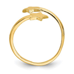 14K Real Solid Yellow Gold Star Design Toe Ring - JewelryAffairs