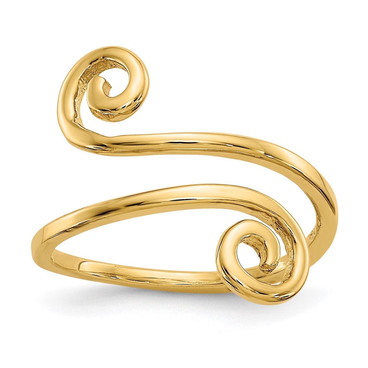14K Real Solid Yellow Gold Swirl Toe Summer Ring - JewelryAffairs