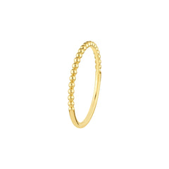14k Real Yellow Gold Beaded Single Row Ring - JewelryAffairs