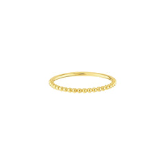 14k Real Yellow Gold Beaded Single Row Ring - JewelryAffairs