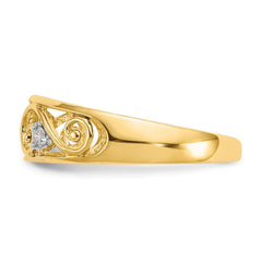 14k Real Yellow Gold Filigree Diamond Stones Toe Ring - JewelryAffairs