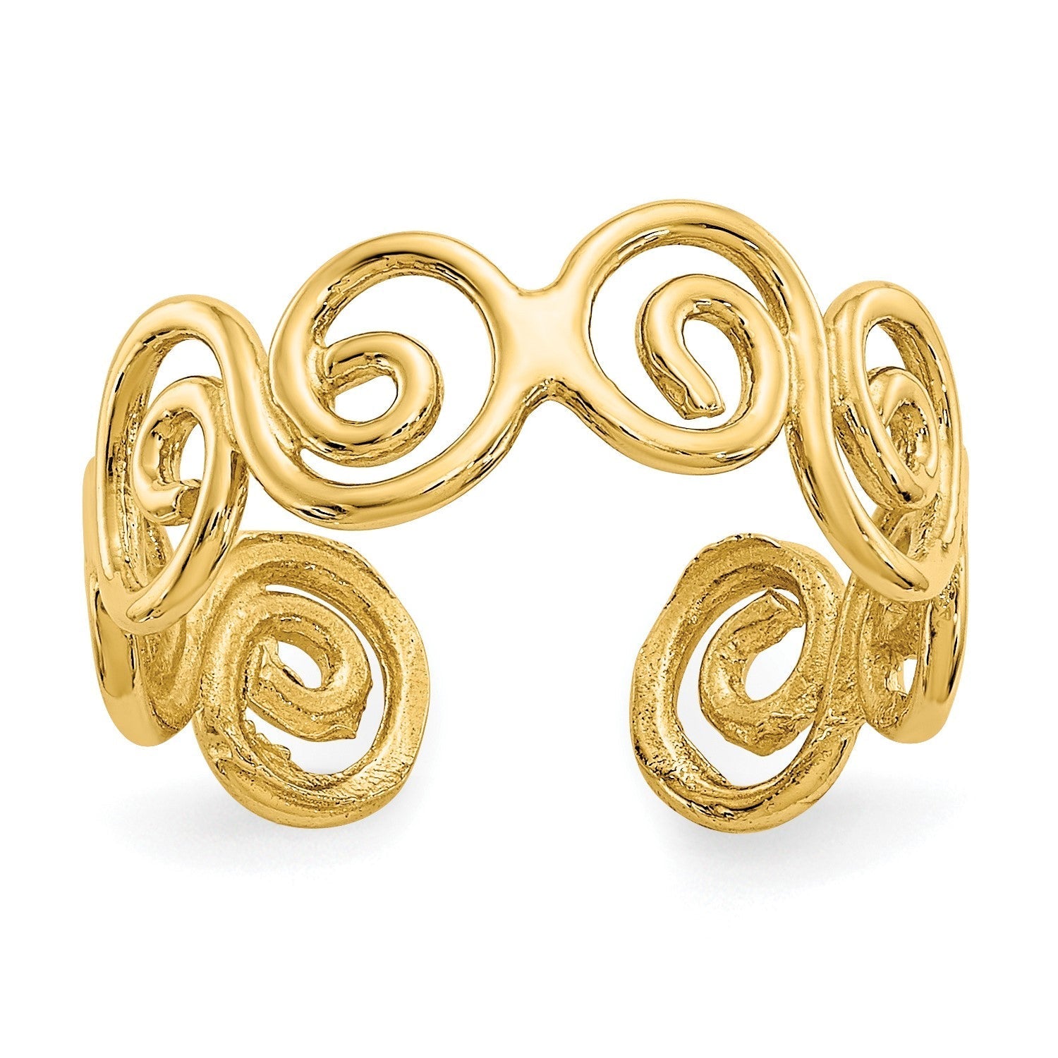 14k Real Yellow Gold Spiral Design Summer Toe Ring - JewelryAffairs