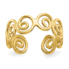 14k Real Yellow Gold Spiral Design Summer Toe Ring - JewelryAffairs