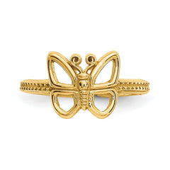 14k Real Yellow Solid Gold Butterfly Design Summer Toe Ring - JewelryAffairs