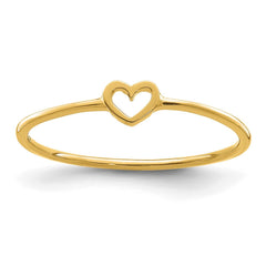 14K Real Yellow Solid Gold Heart Design Love Ring - JewelryAffairs