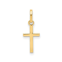 14k Real Yellow Solid Gold Small Cross Charm Pendant, 12x8mm - JewelryAffairs