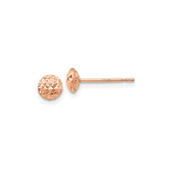 14K Rose Gold 5mm Diameter Puffed Circle Stud Earrings - JewelryAffairs