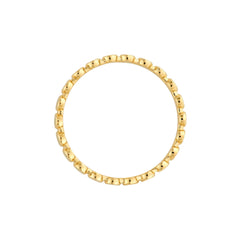 14k Solid Yellow Gold Flat Oval Beaded Band Ring, Polished Finish, Stackable Style - JewelryAffairs