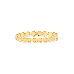 14k Solid Yellow Gold Flat Oval Beaded Band Ring, Polished Finish, Stackable Style - JewelryAffairs