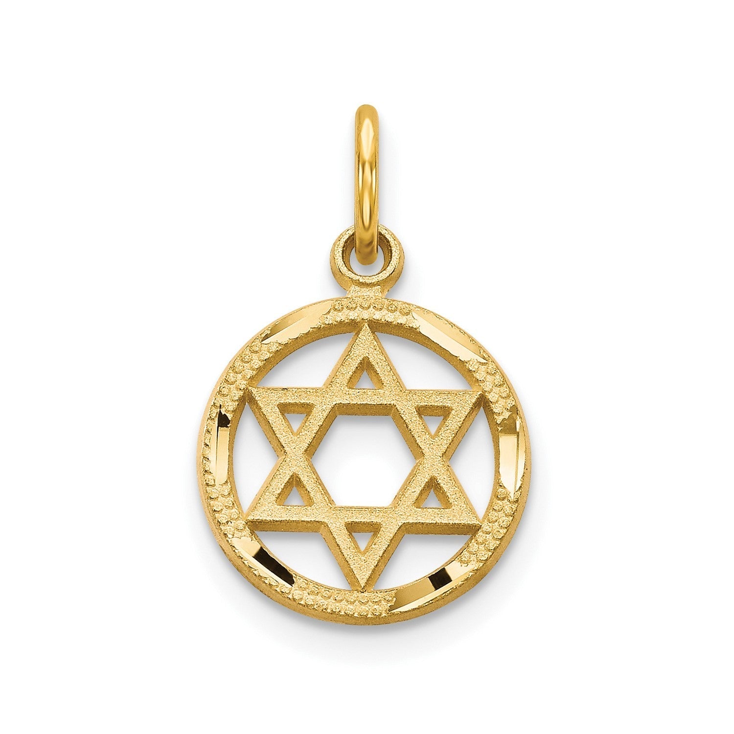 14k Solid Yellow Gold Star of David Charm Pendant, 19mm - JewelryAffairs