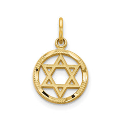 14k Solid Yellow Gold Star of David Charm Pendant, 19mm - JewelryAffairs