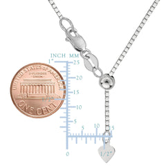 14k White Gold Adjustable Box Link Chain Necklace, 1.15mm, 22" - JewelryAffairs