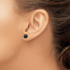 14k White Gold Onyx Ball Bead Stud Earrings - JewelryAffairs