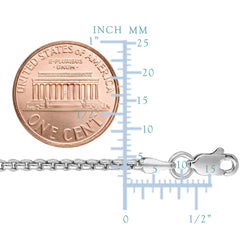14k White Gold Round Box Chain Necklace, 1.4mm - JewelryAffairs