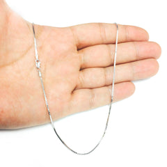 14k White Solid Gold Mirror Box Chain Necklace, 1.2mm - JewelryAffairs