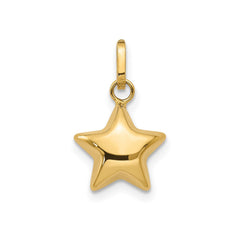 14K Yellow Gold 3D Puffed Star Charm Pendant, 14x10mm - JewelryAffairs