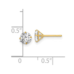 14k Yellow Gold 5mm CZ Stud Earrings - JewelryAffairs