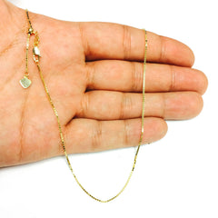 14k Yellow Gold Adjustable Box Chain Necklace, 1.15mm, 22" - JewelryAffairs