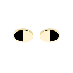 14k Yellow Gold and Black Enamel Oval Stud Earrings, 6x4mm - JewelryAffairs