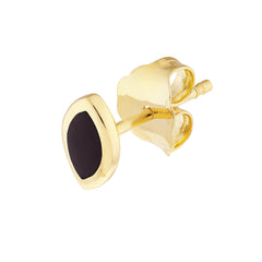 14k Yellow Gold Black Enamel Marquise Stud Earrings, 5mm - JewelryAffairs