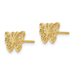 14K Yellow Gold Butterfly Design Post Earrings, 7x9mm - JewelryAffairs