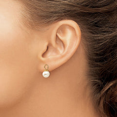 14K Yellow Gold Cultured Pearl Dangle Enhancers for Hoop Earrings - JewelryAffairs