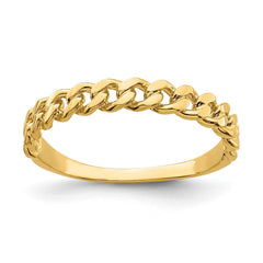 14k Yellow Gold Curb Chain Link Band Ring, Size 7 - JewelryAffairs