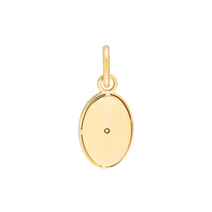 14K Yellow Gold Diamond Oval Pendant,15mm - JewelryAffairs