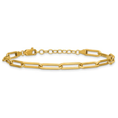 14K Yellow Gold Filled Paperclip Link Bracelet, 4mm Width, 6.5 Inch Length with 1 Inch Extension Chain - JewelryAffairs